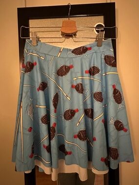 Blackmilk Light Blue Novelty Soy Sauce Fish & Chopsticks Skater Skirt